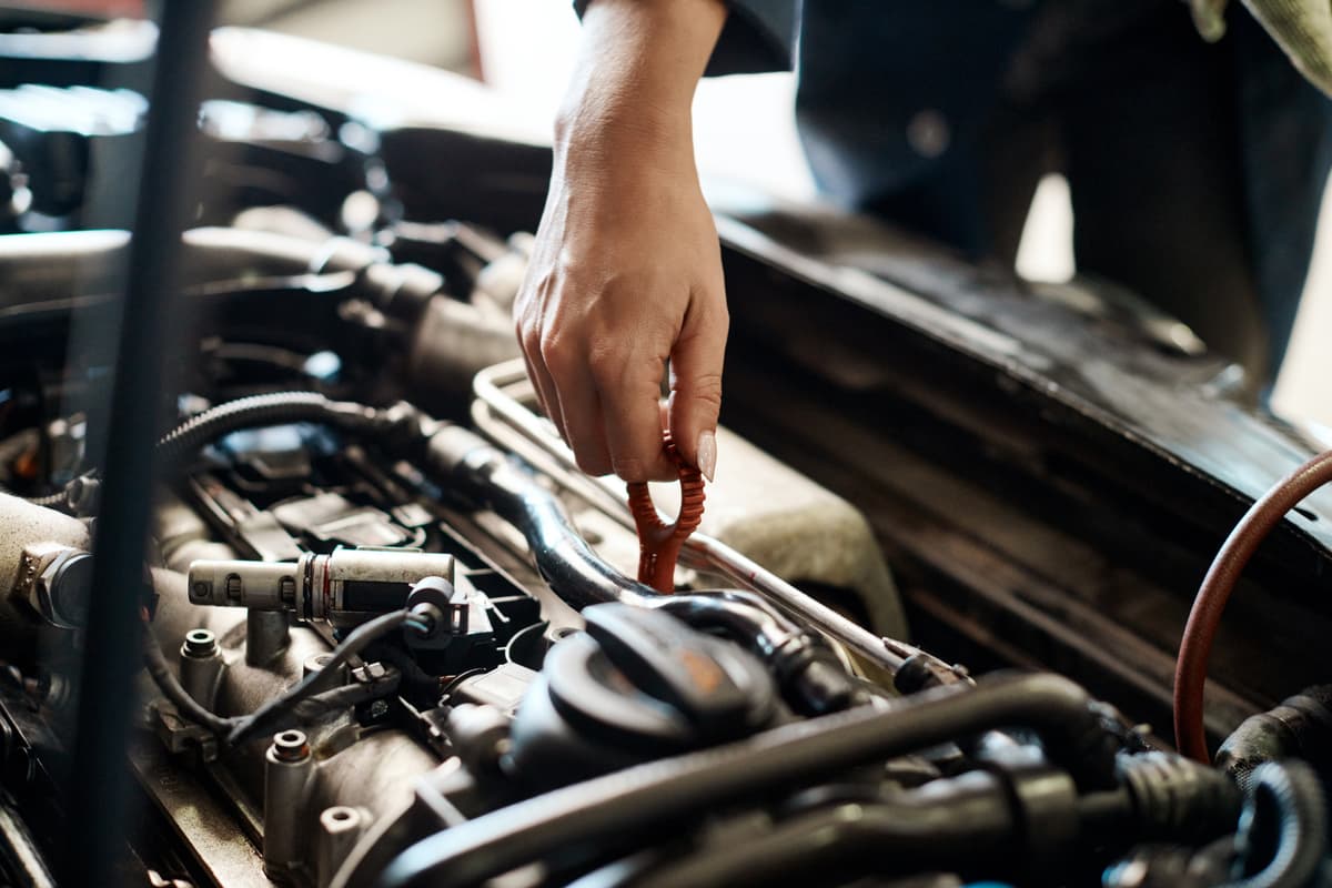 Mechanic working on a car